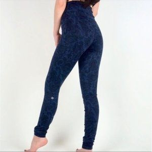 Lululemon Wunder Under Long Paisley Inkwell Black Size 4